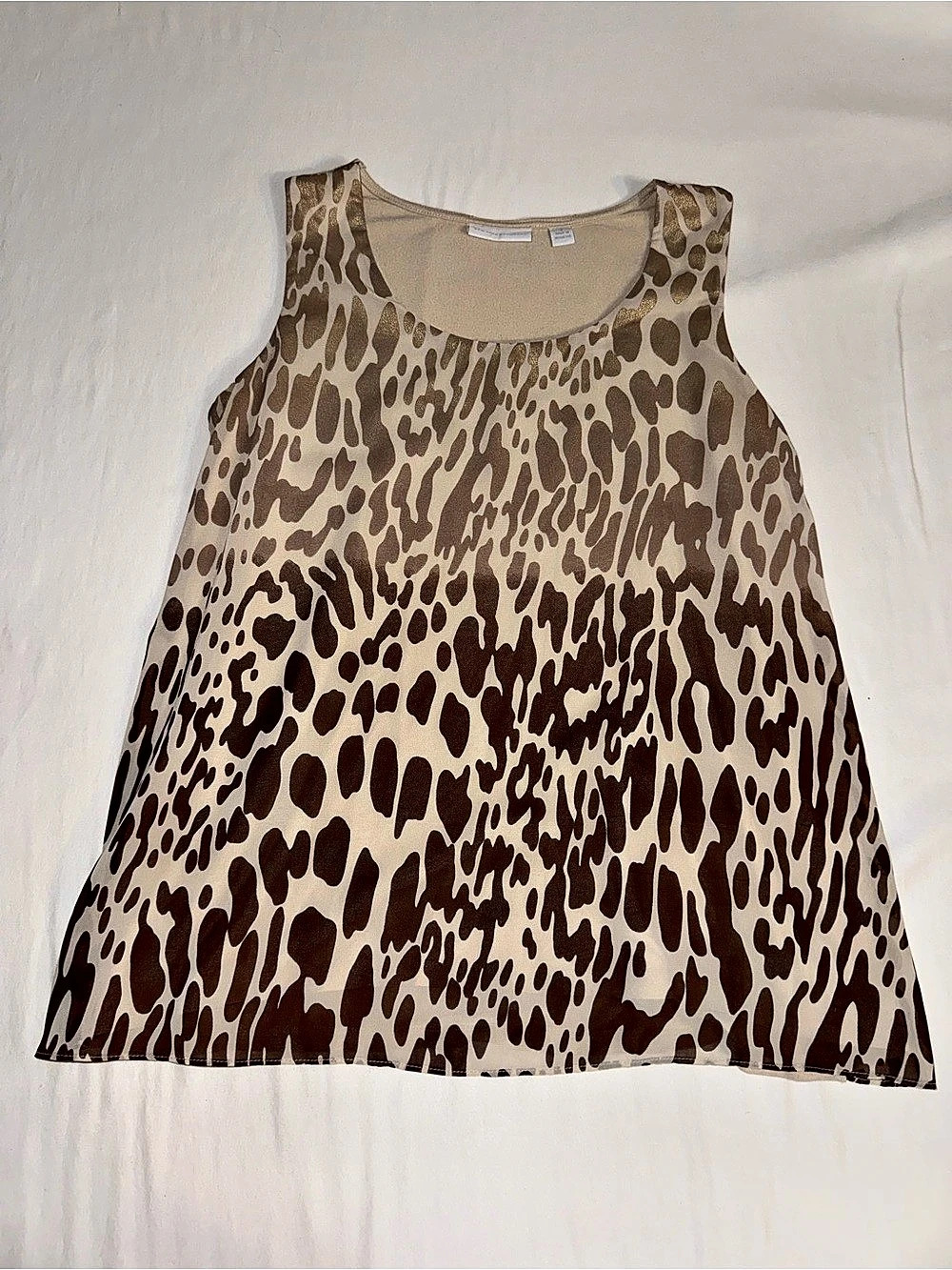 New York & Company Animal Print Tank Top in Brown & Beige Size Small